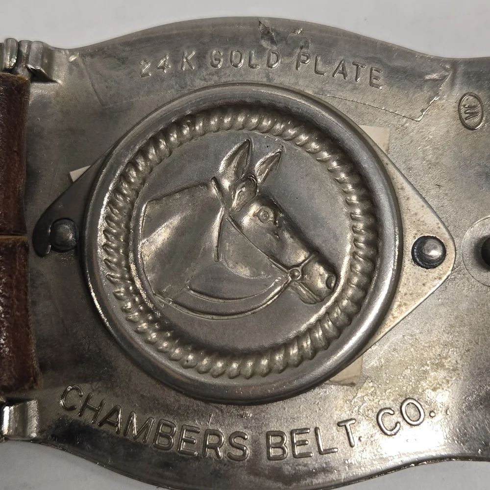 Vintage Belt Buckle w/ 1900 Morgan Silver Plated Dollar by‎ Chambers Belt Co.
